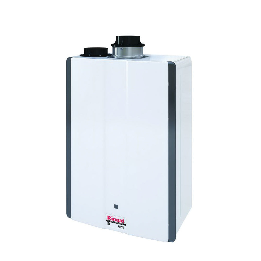Rinnai® RUCS75iP SE Series Tankless Water Heater, Liquid Propane Fuel, 180000 Btu/hr, Indoor, Condensing, 7.5 gpm, 3 in, 4 in Direct Vent, 0.93, Residential