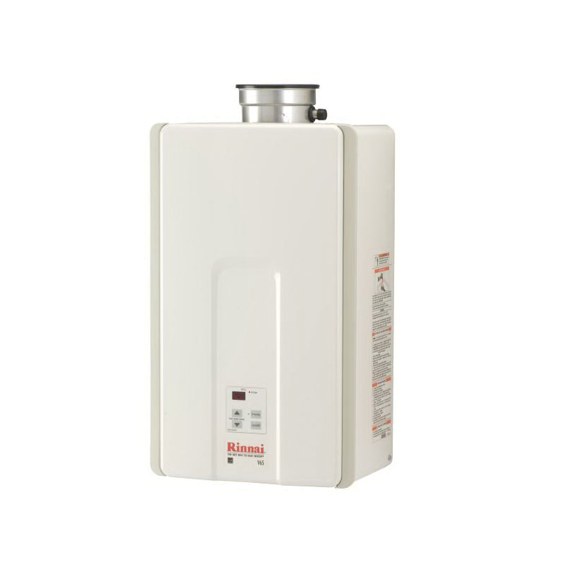 Rinnai® V65iP HE Series Tankless Water Heater, Natural Gas Fuel, 150000 Btu/hr, Indoor, Non-Condensing, 6.6 gpm, Direct Vent, 0.82, Residential