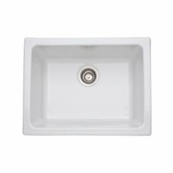 Rohl® 6347-00 Allia Kitchen Sink, White, Rectangle Shape, 21 in L x 15-9/16 in W Bowl x 10 in D Bowl, 23-15/16 in L x 18-1/2 in W x 10-13/16 in H, Undermount Mounting, Fireclay