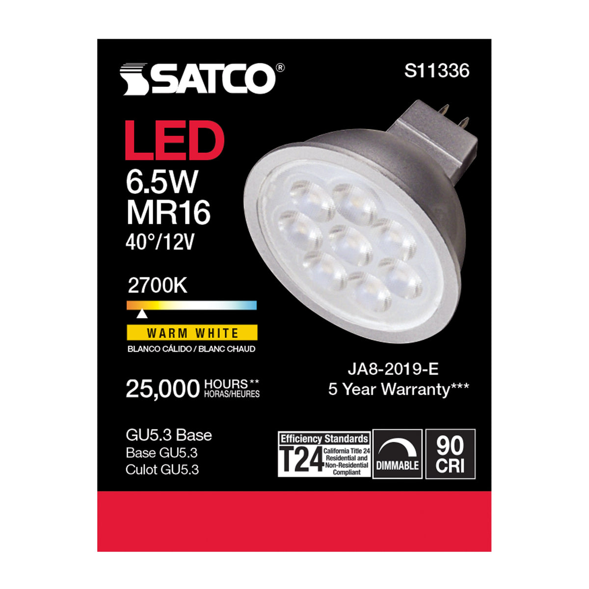Forward/Reverse Phase Dimmable LED Lamp - 12 V - 6.5 W
