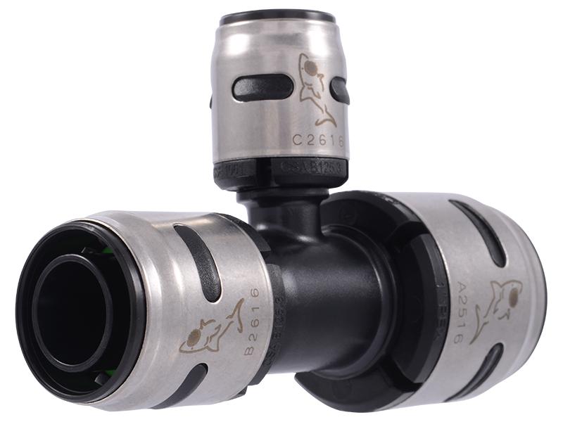Sharkbite® K419WP2 Reducing Tee, 1 x 3/4 x 1/2 in Nominal, Push-to-Connect End Style, Acudel