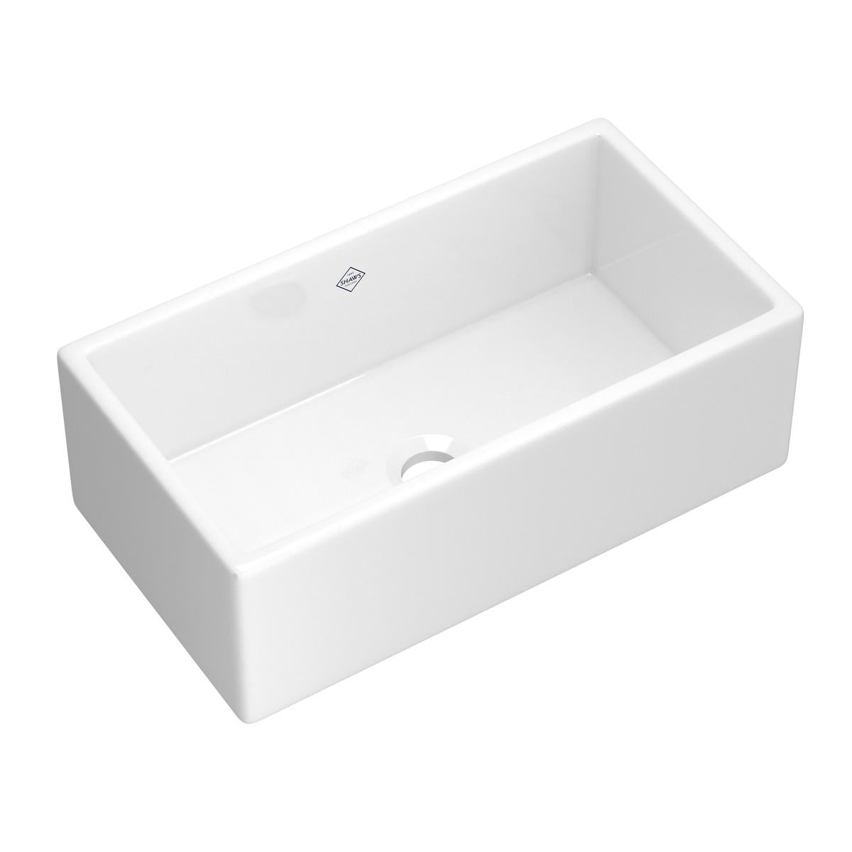 Shaker Bowl Apron Fireclay Kitchen Sink, Shaws MS3318WH