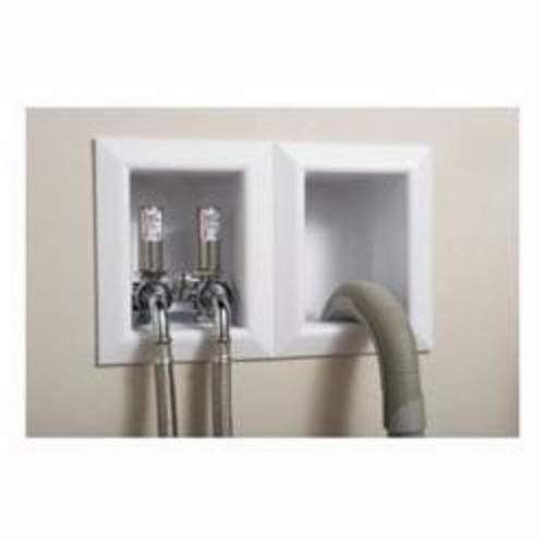 Sioux Chief OxBox™ 696-2313WR Outlet Box With (2) MiniRester™ Water Hammer Arresters and Plain Valve, 1/2 in PEX F1960 Inlet, 3/4 in Male Hose Thread Outlet, ABS