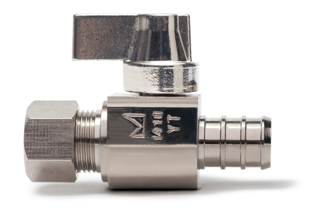 Sioux Chief 129-G2X0C 1/4 Turn Straight Supply Stop, 1/2 x 1/4 in Nominal, PEX x Compression, Brass Body, Nickel Plated