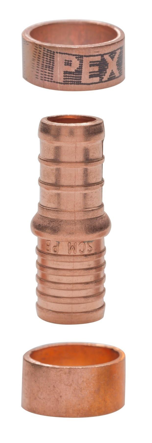 Sioux Chief 645X2GPK2 1-Piece Straight Coupling, 1/2 in Nominal, F1807 PowerPEX® Crimp™ x F1380 Polybutylene End Style, Copper