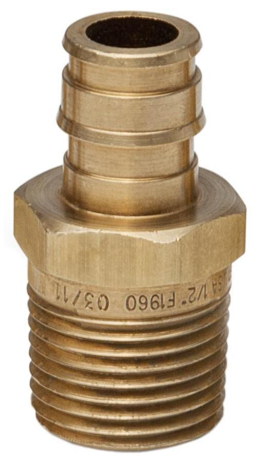 Sioux Chief 646WG2 1-Piece Straight Adapter, 1/2 in Nominal, MNPT x F1960 PEX Grip™ End Style, Brass