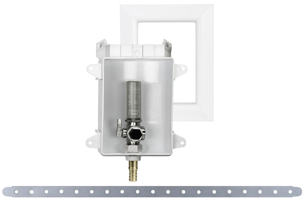 Sioux Chief OxBox™ 696-G1011XF Lead Free Toilet/Dishwasher Outlet Box With Water Hammer Arrester, 1/2 in PEX F1807 Inlet, 3/8 in Compression Outlet, ABS