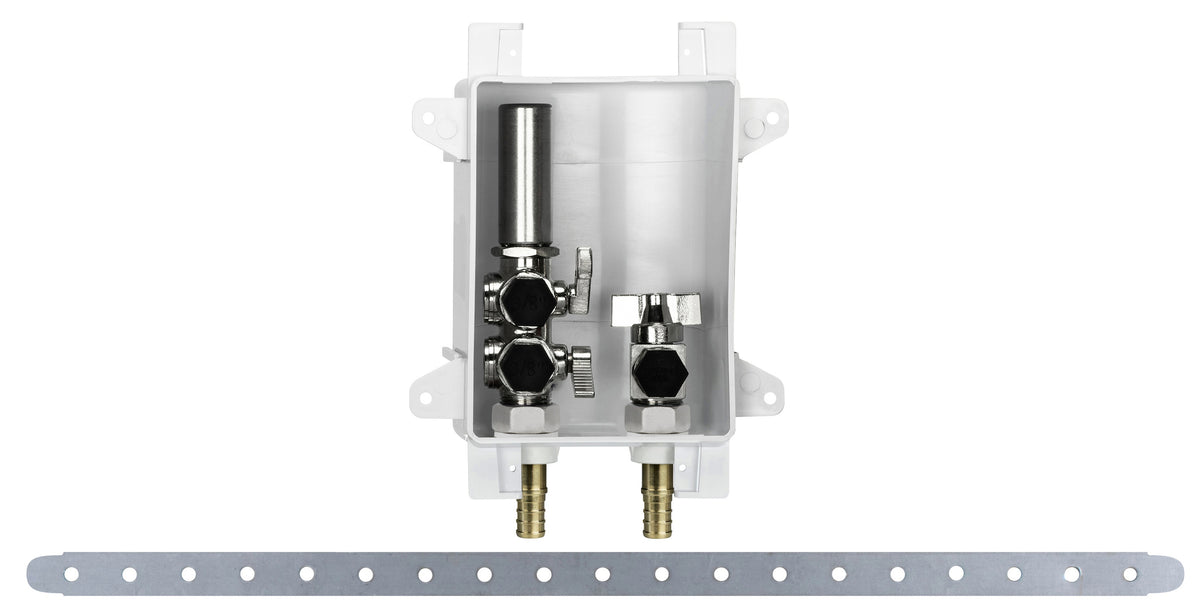 Sioux Chief OxBox™ 696-G3011XR Lavatory/Dishwasher Kitchen Supply Outlet Box With MiniRester™ Water Hammer Arresters, 1/2 in PEX F1807 Inlet, 3/4 in Compression Outlet, ABS, Import