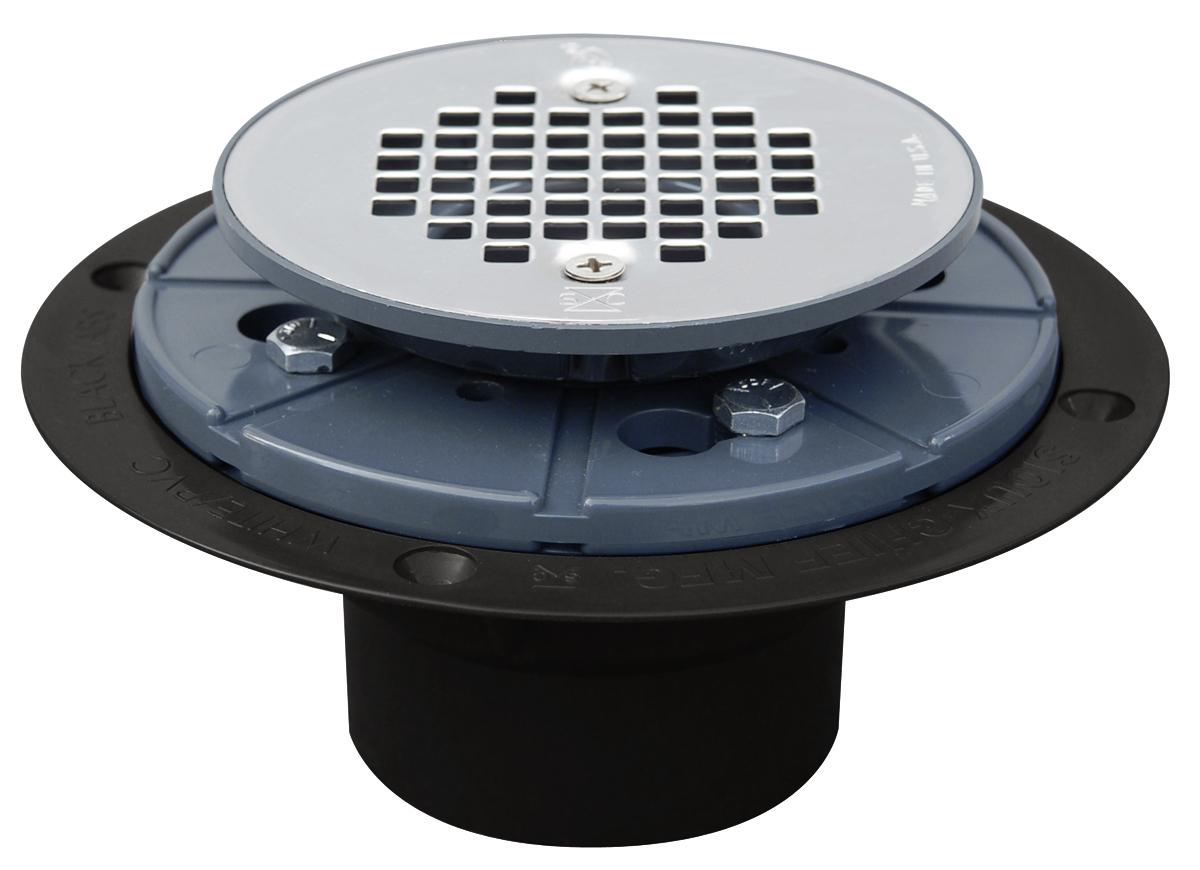 Sioux Chief 821-200A Shower Pan Drain With Plastic Rim, 2 in, Solvent Weld, 4-3/8 in Grid, ABS Drain