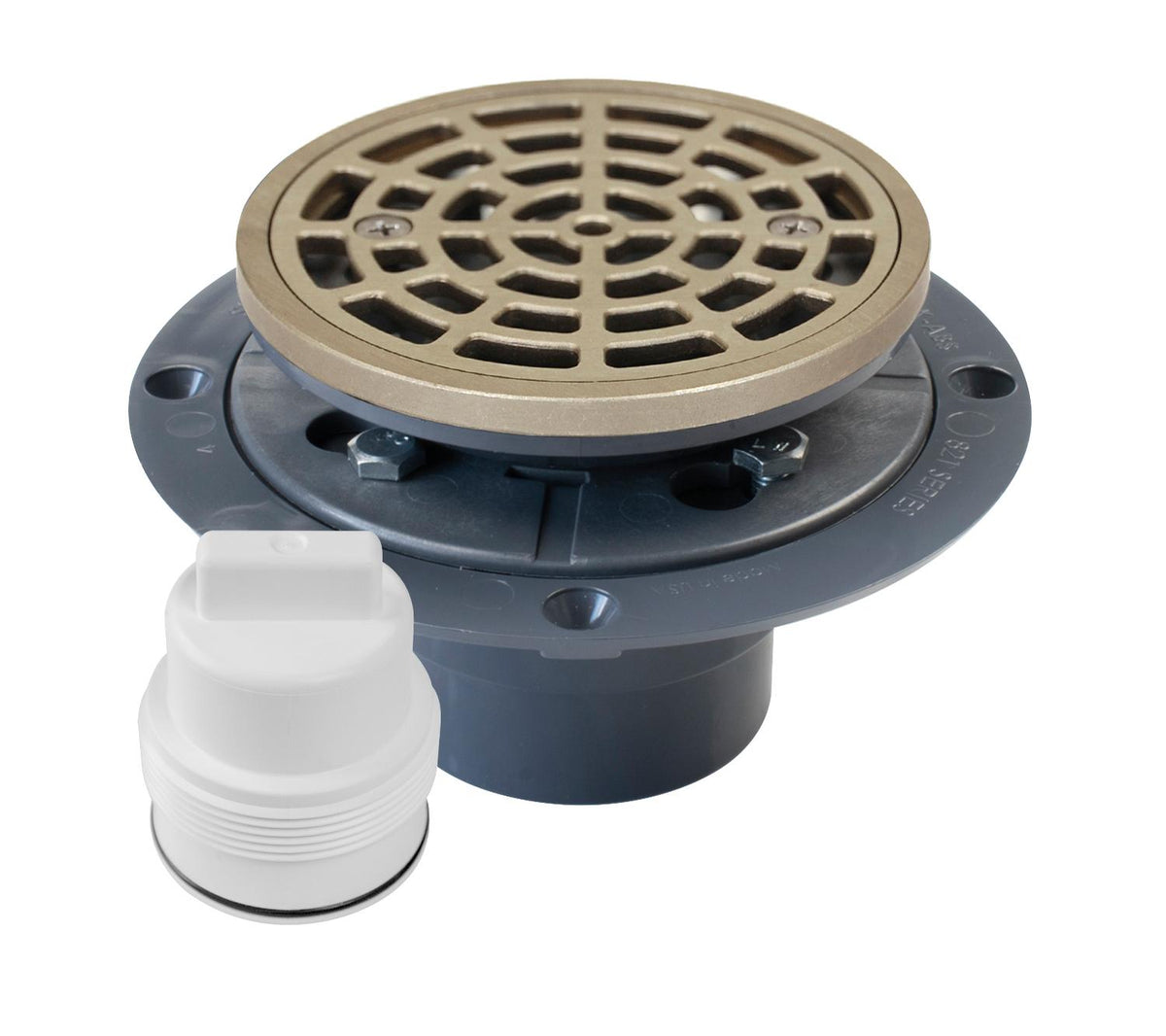 Sioux Chief 821-T200PNR Shower Pan Drain With Ring and Strainer, 2 in Nominal, Solvent Weld Connection, 4-7/16 in, PVC Drain