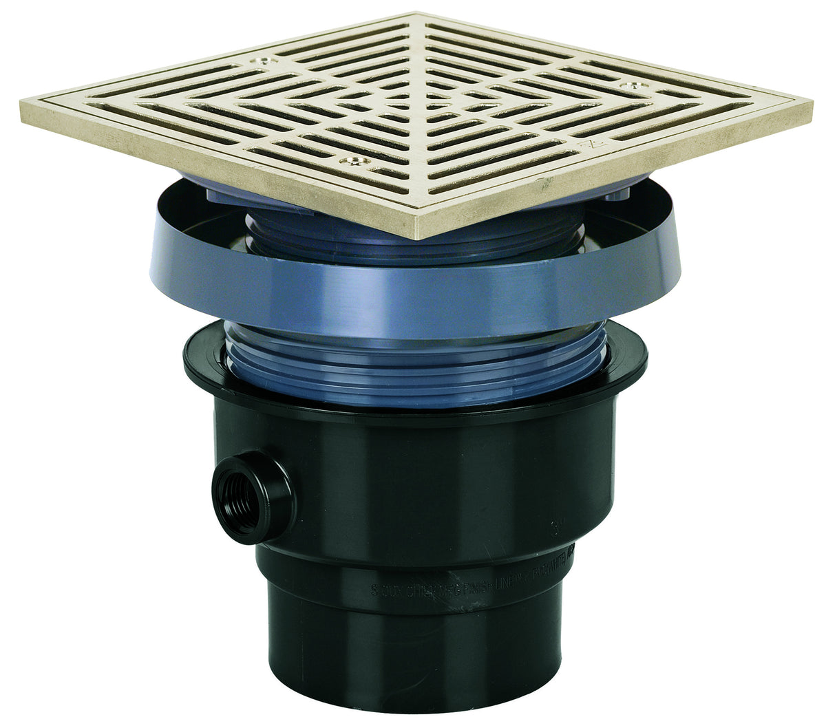 Sioux Chief FinishLine™ 832-2ANQ Adjustable Floor Drain Complete Assembly With Ring and Strainer, 2 in Outlet, Hub Connection, 7 in, ABS Drain