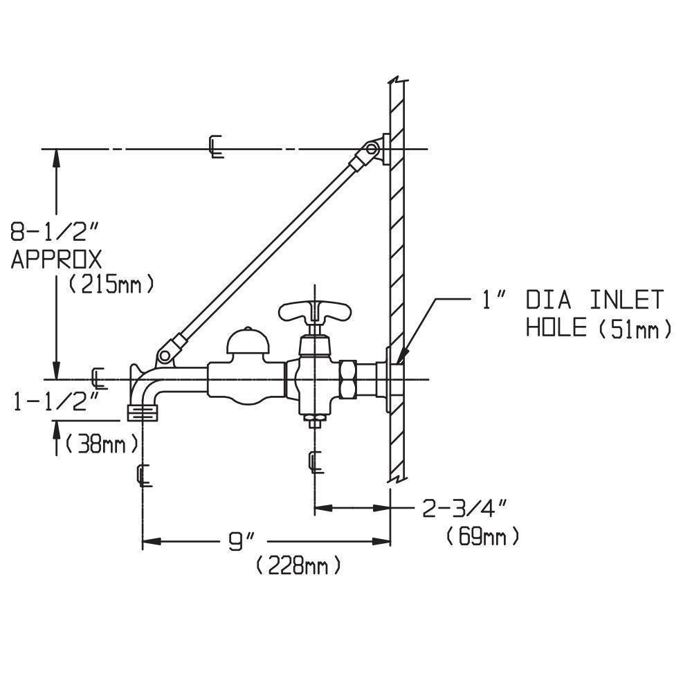 Commander - Service Sink Faucet - 9" - Wall Mount