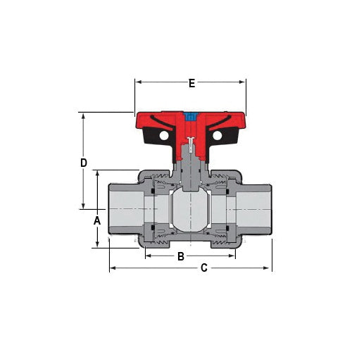 True Union 2000 - 2-1/2" Industrial Ball Valve - CPVC