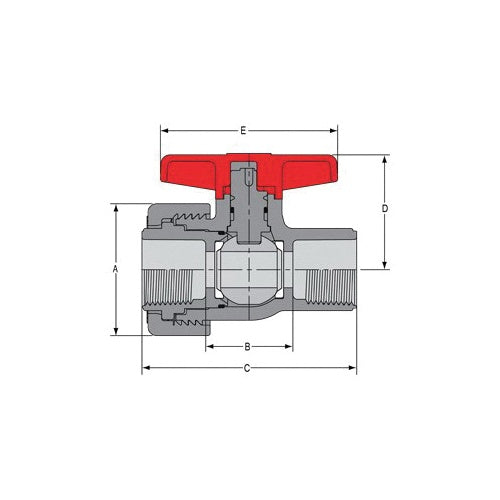 Spears® 2432-007G Single Entry Ball Valve, 3/4 in Nominal, Socket End Style, PVC Body, FKM Softgoods, Domestic