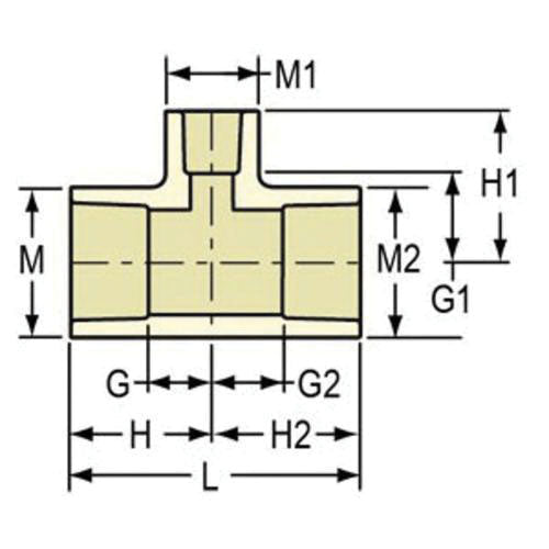 Spears® EverTUFF® 4101-130 Reducing Tee, 1 x 1 x 1/2 in, CTS Socket, SCH 40/STD, CPVC, Domestic