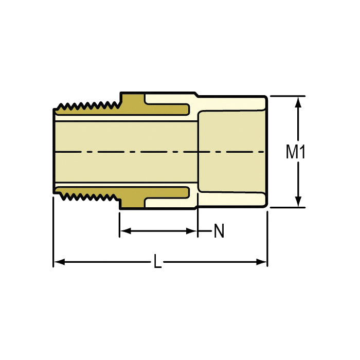 1" Male Adapter - CPVC - Socket x MNPT
