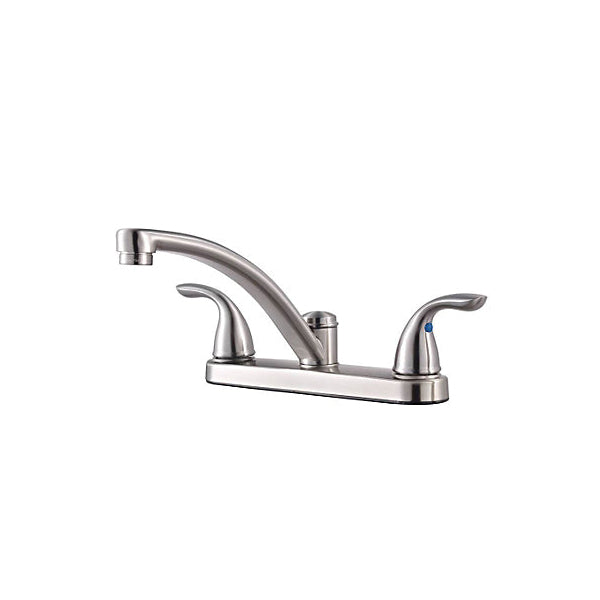Pfister® G135-700S Professional Grade Kitchen Faucet, Pfirst Series™, 1.8 gpm Flow Rate, 8 in Center, Swivel Spout, Stainless Steel, 2 Handles