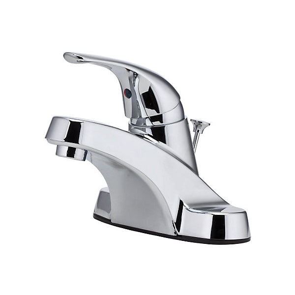 Pfister® LG142-7000 Pfirst Series™ Centerset Lavatory Faucet, Polished Chrome, 1 Handles, 50/50 Pop-Up Drain, 1.2 gpm Flow Rate