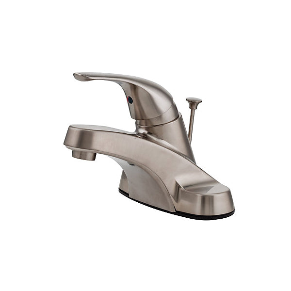Pfister® Pfirst Series™ Centerset Lavatory Faucet, 1 Handles, Metal Pop-Up Drain, 1.2 gpm Flow Rate