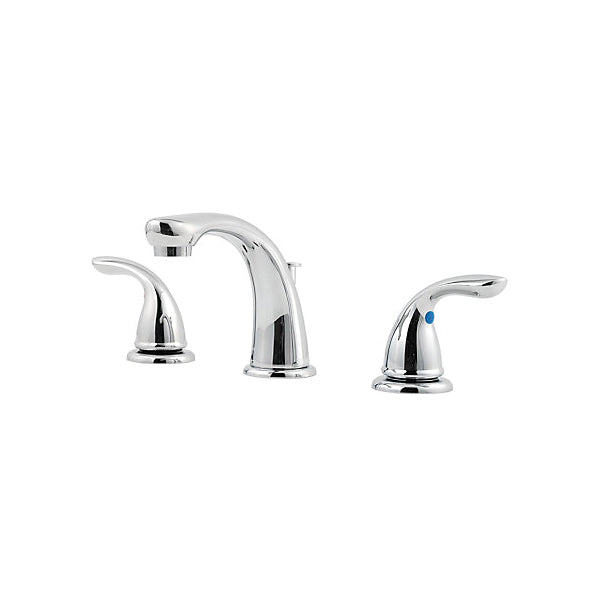 Pfister® Pfirst Series™ Professional Grade Widespread Bathroom Faucet, 1.2 gpm Flow Rate, 8 in Center, 2 Handles, Metal Pop-Up Drain