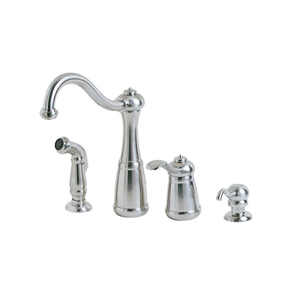 Pfister® LG26-4NSS Professional Grade Kitchen Faucet, Marielle™, 1.75 gpm Flow Rate, 4 to 9 in Center, Swivel Spout, Stainless Steel, 1 Handle