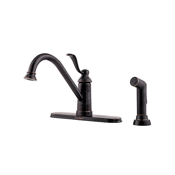 Pfister® LG34-4PY0 Professional Grade Kitchen Faucet, Portland™, 1.8 gpm Flow Rate, 8 in Center, 360 deg Swivel Spout, Tuscan Bronze, 1 Handle