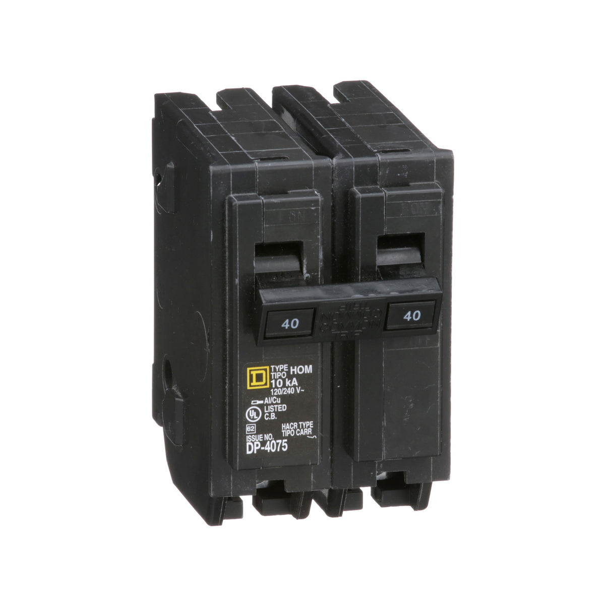Square D™ HOM240CP HOM Standard Circuit Breaker, 120, 240 V AC, 40 A, 10 kA Interrupt, 2 Poles