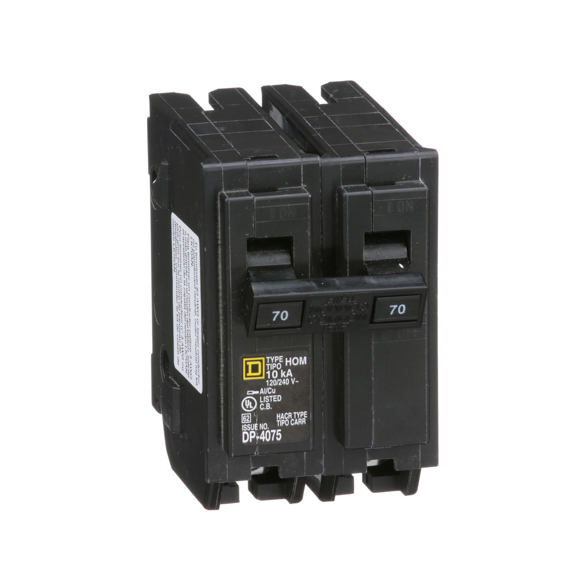 Square D™ HOM270CP HOM Standard Circuit Breaker, 120, 240 V AC, 70 A, 10 kA Interrupt, 2 Poles
