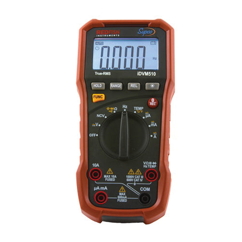 Supco® IDVM550 Digital Clamp Meter, 6/60/600/750 V AC, 6/60/600/1000 V DC, 60/600/1000 A, 600 Ohm/6/60/600 kOhm/6/60 MOhm, 1.6 in Jaw, LCD Display