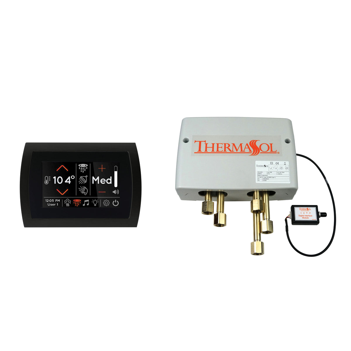 THERMASOL® DSP-SIG-BK Digital Smart Shower Kit, 110 V AC 0.5 A Input/15 V DC 3 A Output, LCD Display, 5 in Display
