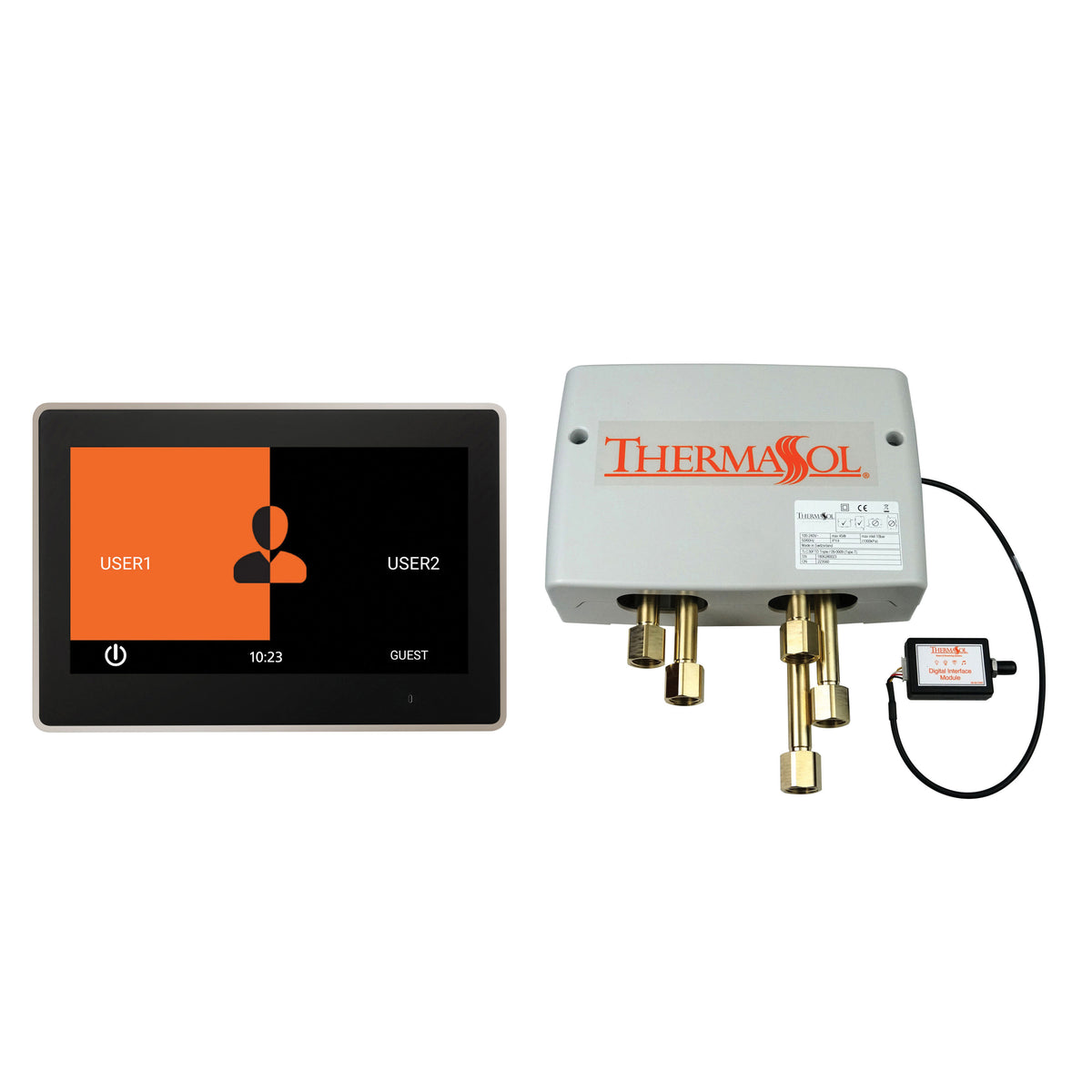 THERMASOL® DSPU-TT10-PN Digital Smart Shower Kit With Upgraded Trim, 110 V AC 0.5 A Input/15 V DC 3 A Output, LCD Display, 10 in Display