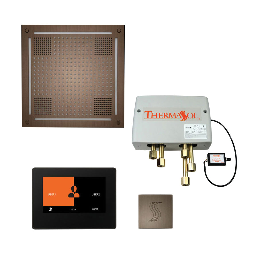 THERMASOL® TWPH7S-ACOP Wellness Total HydroVive Package With Square Trim, LCD Display, Touch Screen Panel, Antique Copper, For Use With TFX, SSA and PRO Series Steam Generators