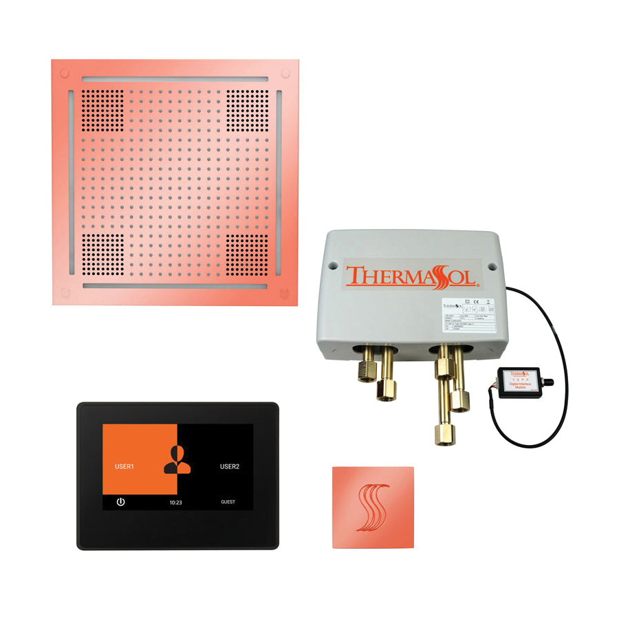 THERMASOL® TWPH7S-COP Wellness Total HydroVive Package With Square Trim, LCD Display, Touch Screen Panel, Copper, For Use With TFX, SSA and PRO Series Steam Generators