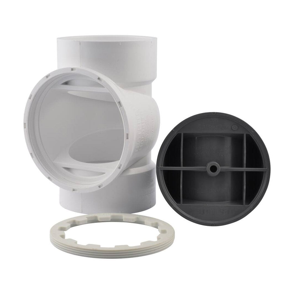 4 PVC C/O TEE W/SPANNER RING