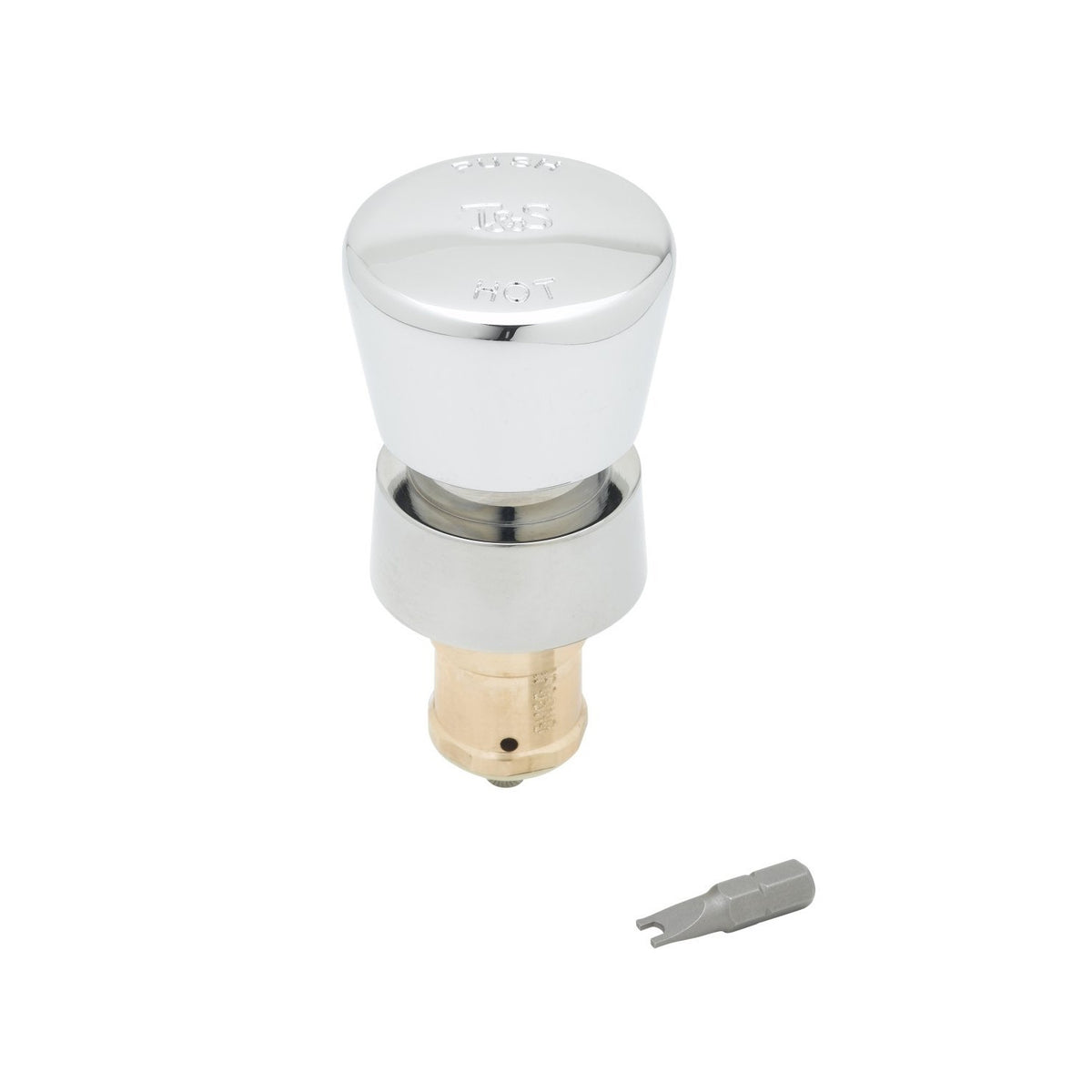 T & S 238AH Metering Cartridge With Hot Push Cap, 3.14 gpm Flow Rate, 3-5/16 in Dia x 3-5/16 in H, Brass Filter, 40 to 140 deg F, Domestic