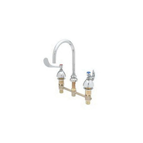 T & S B-2866-05FC-CR Concealed Widespread Lavatory Manual Faucet, 1.6 gpm Flow Rate, 8 in Center, Polished Chrome, Domestic
