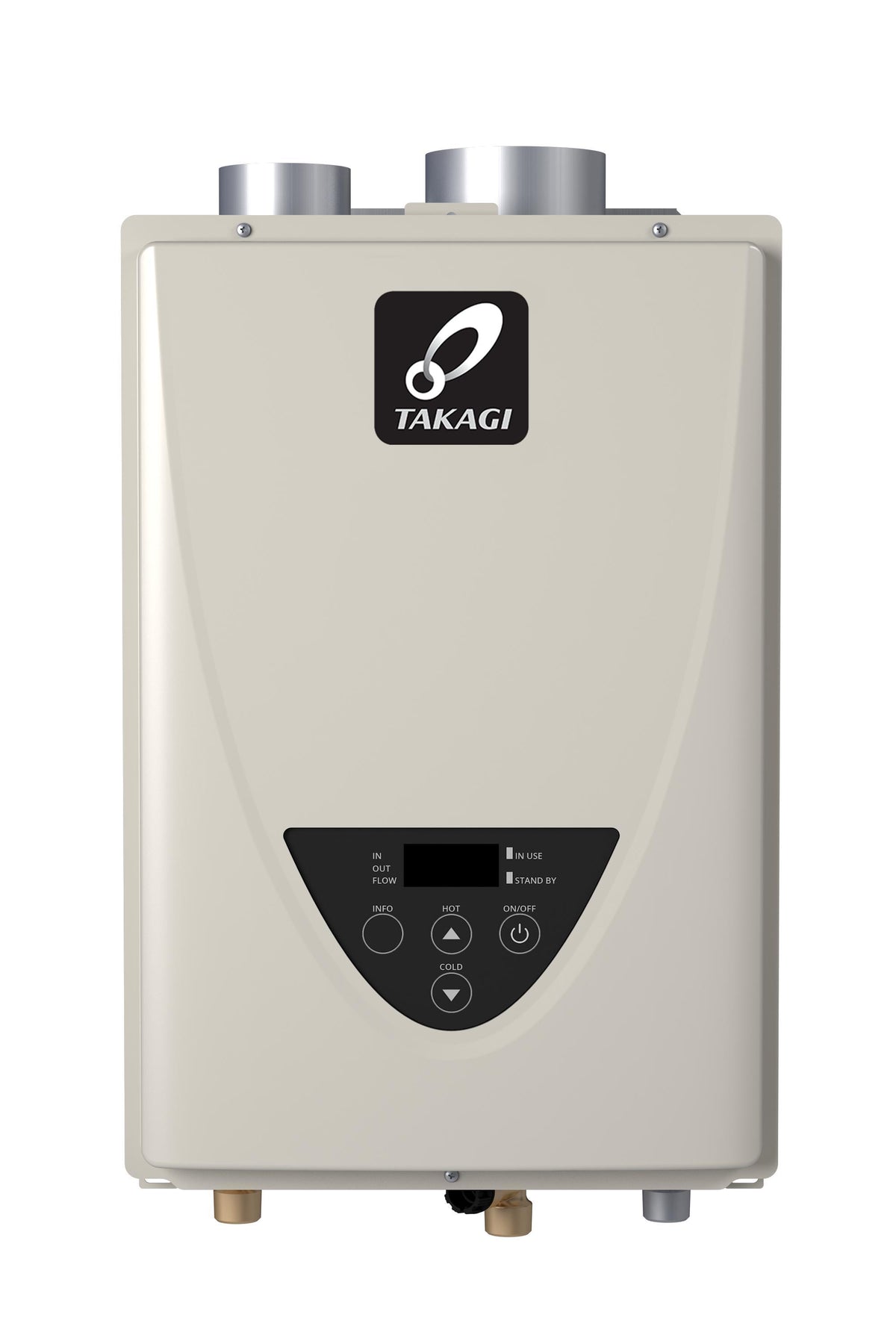 Takagi 100227709 200 Tankless Water Heater, Liquid Propane/Natural Gas Fuel, 190000 Btu/hr Heating, Indoor/Outdoor: Indoor, Non-Condensing, 8 gpm Flow Rate, Direct Vent, 4 in Vent, 0.81, Commercial/Residential