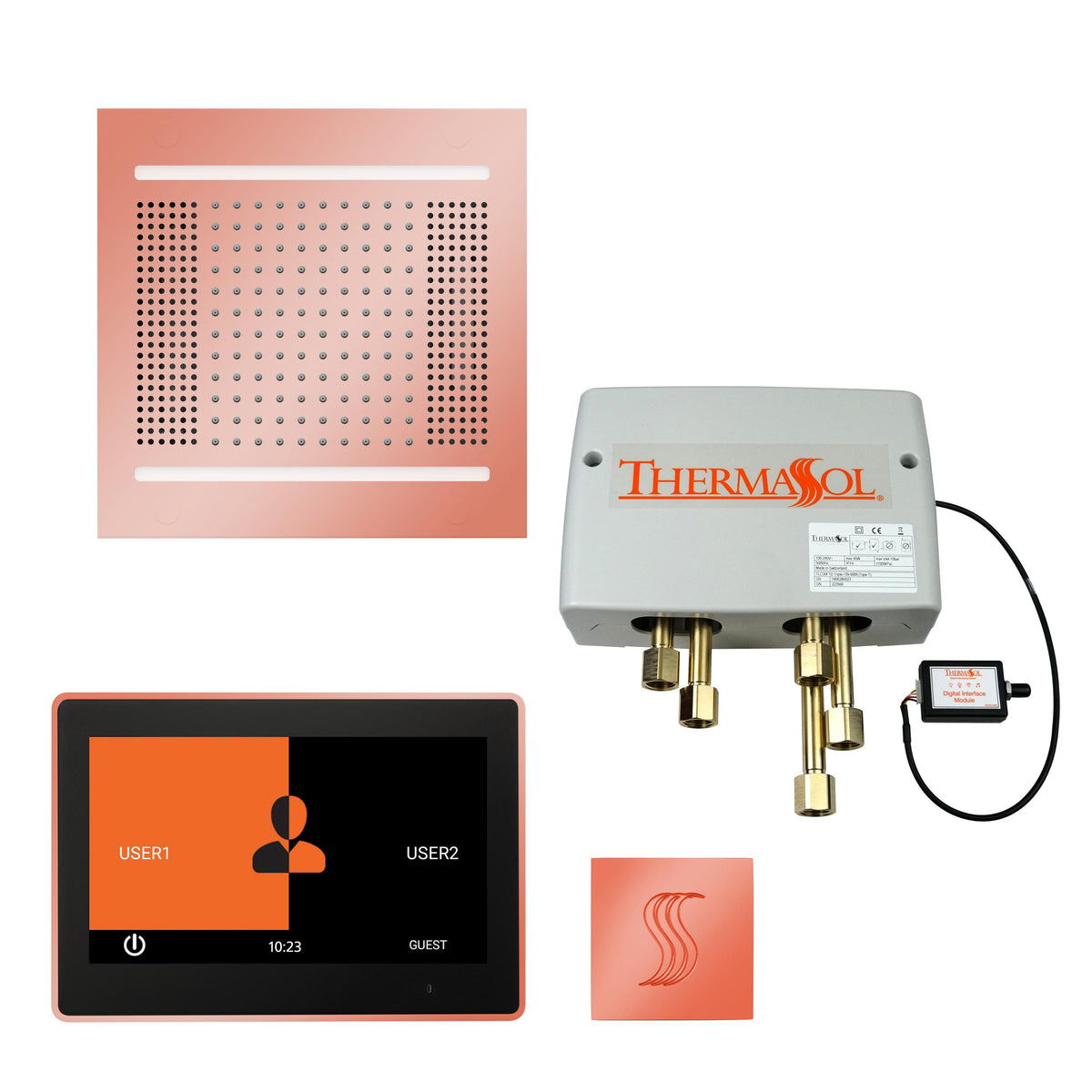 THERMASOL® TWPH1410US-COP Hydrovive Modern Shower Kit, LCD Display, Copper