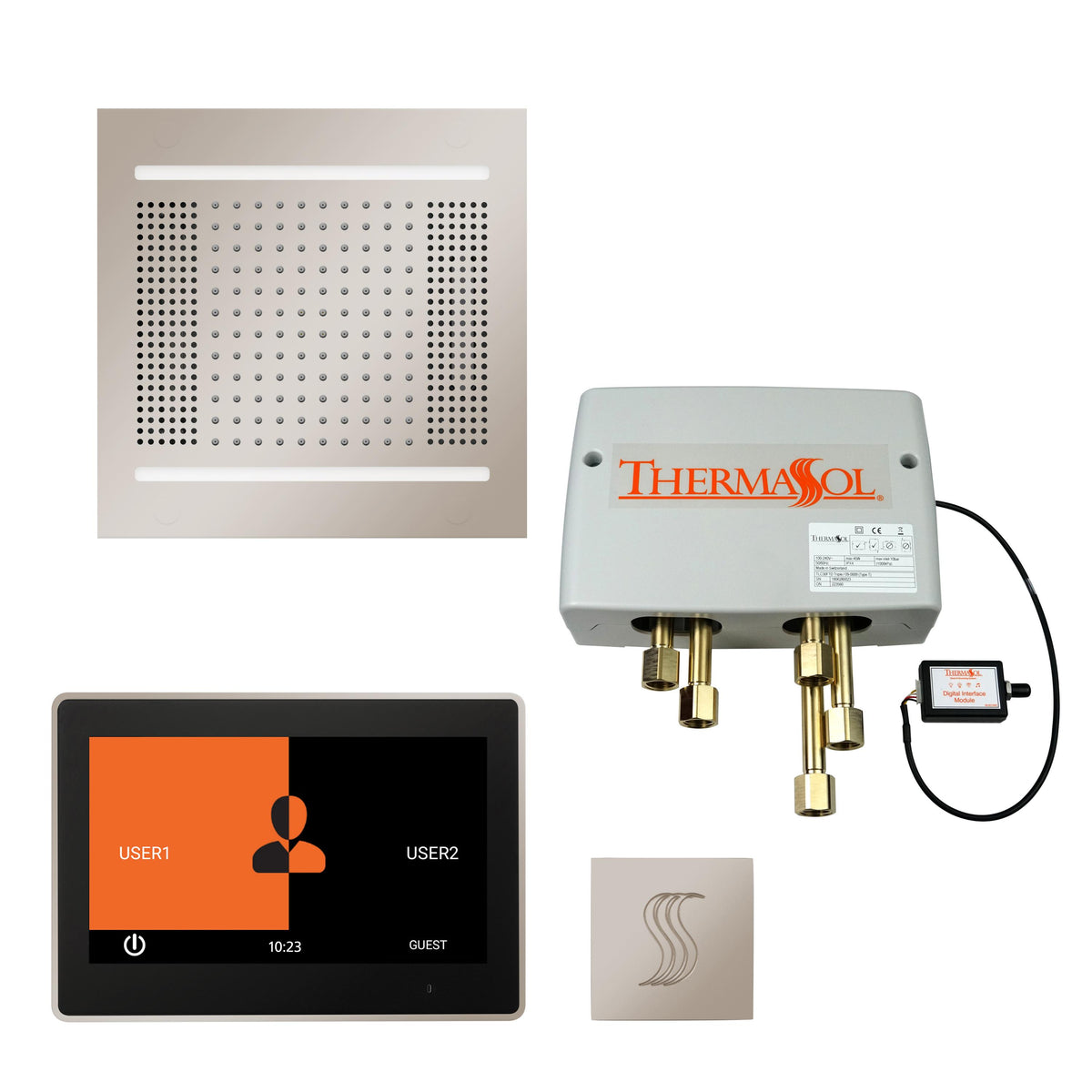 THERMASOL® TWPH1410US-PN Hydrovive Modern Shower Kit, LCD Display, Polished Nickel