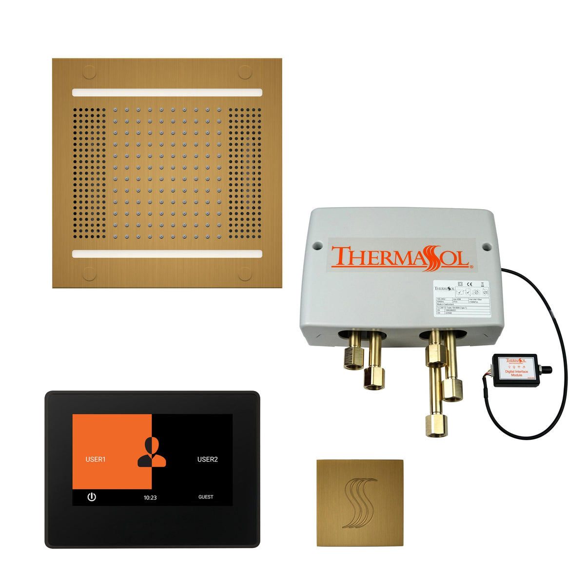 Hydrovive - Modern Shower Kit - Antique Brass - LCD Display