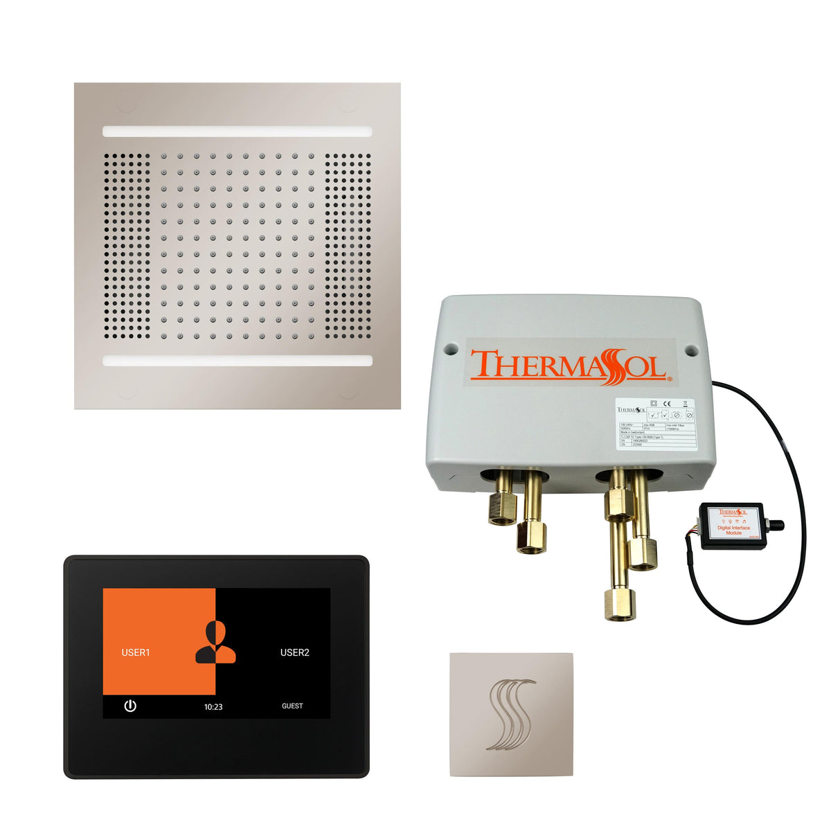 THERMASOL® TWPH147S-PN Hydrovive Modern Shower Kit, LCD Display, Polished Nickel