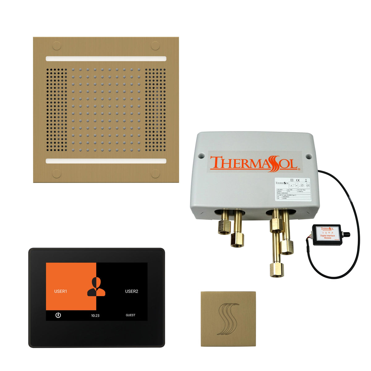 Hydrovive - Modern Shower Kit - Satin Brass - Ceiling Mount