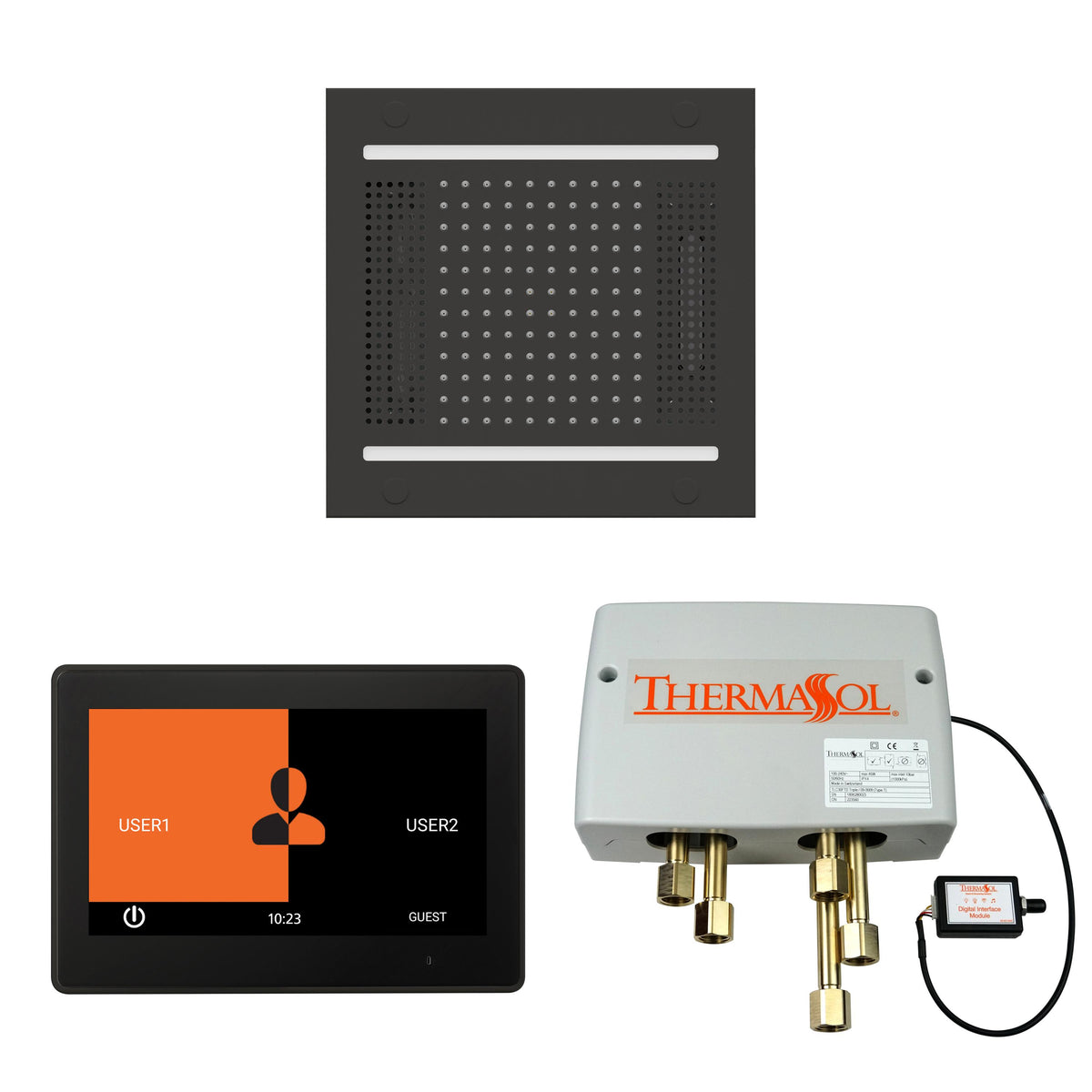THERMASOL® WH14SP10S-MB WH14SP10S Hydrovive 14 Shower Kit, LCD Display, Square Panel, Matte Black
