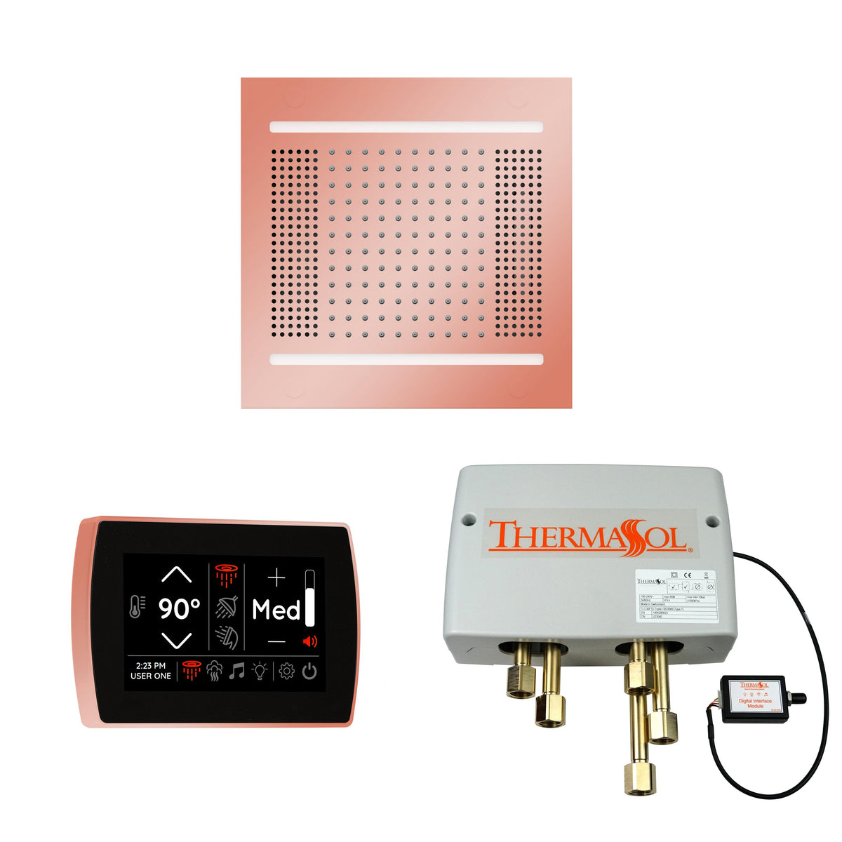 THERMASOL® WH14SPSS-COP WH14SPSS Hydrovive 14 Shower Kit, Square Panel, Copper