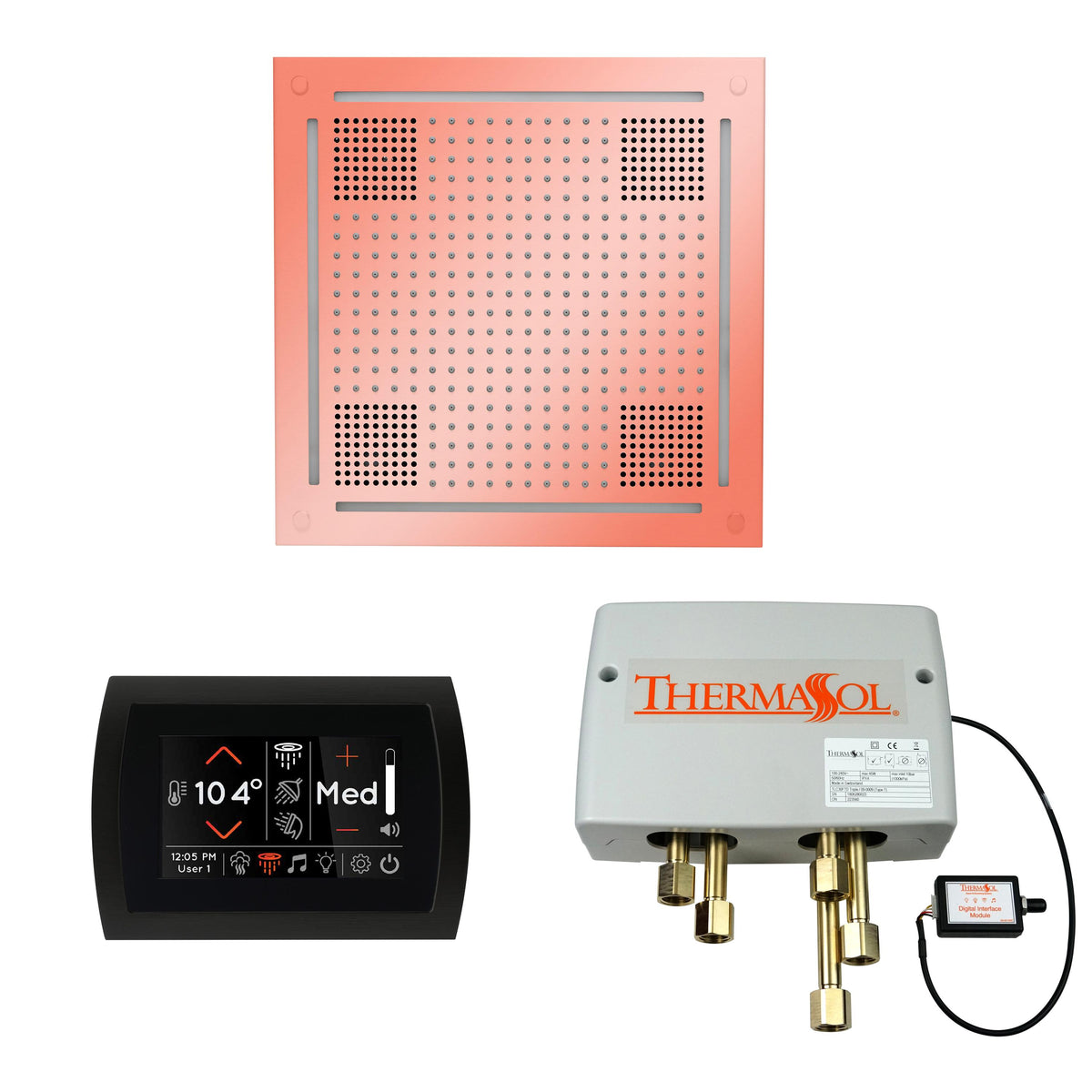 THERMASOL® WHSPSR-COP WHSPSR Hydrovive Modern Shower Kit, Round Panel, Copper