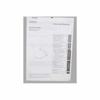 Toto® 0GU9051 Manual Packet, For Use With Washlet® E200 SW843 Round Front Toilet Seat/SW844 Elongated Front Toilet Seat