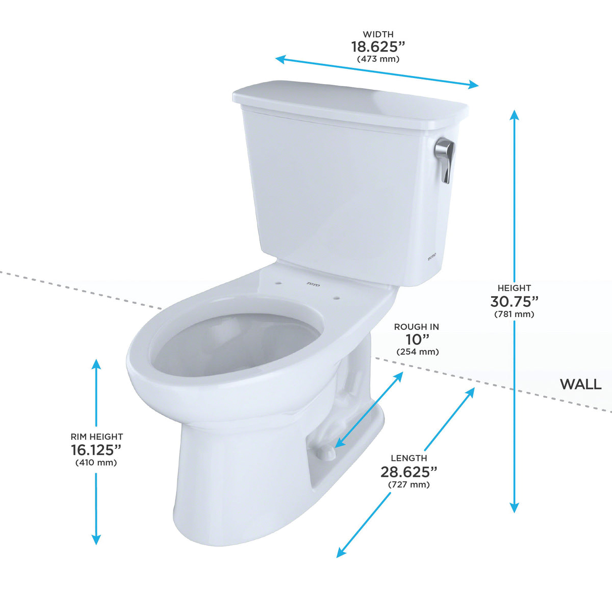 Toto® CST744EFRN.10#01 Transitional Universal Height Toilet With Right-Hand Trip Lever, Eco Drake®, Elongated Bowl, 17-1/4 in H Rim, 10 in Rough-In, 1.28 gpf, Cotton White, Import