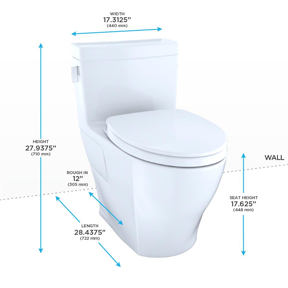 Toto® MS624124CEF#51 MS624124CEF, Elongated Bowl, 16.125 in H Rim, 12 in Rough-In, 1.28 gpf Flush Rate, Ebony