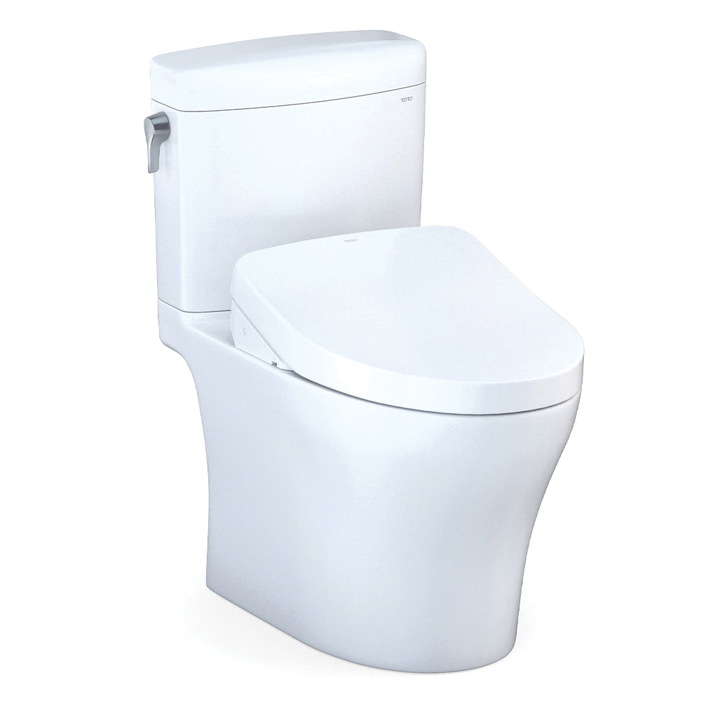 Toto® MW4363046CEMFG#01 Left Universal Height 2-Piece Toilet With CEFIONTECT™ Ceramic Glaze, Washlet®+ Aquia® IV, Elongated Bowl, 16-1/8 in H Rim, 12 in Rough-In, 0.8/1.28 gpf, Cotton White, Import
