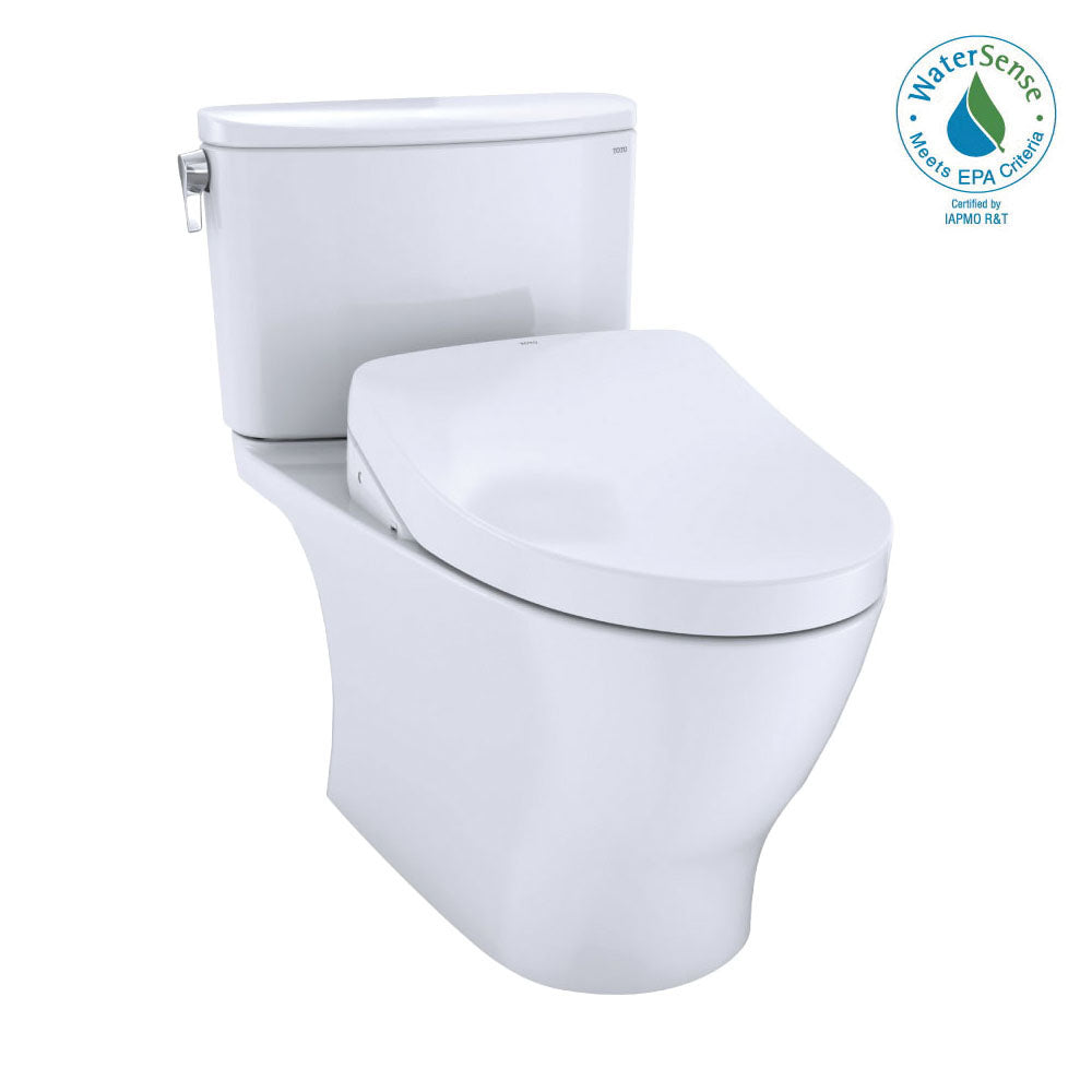 Toto® MW4423046CEFG#01 2-Piece High-Efficiency Close Coupled Toilet With CEFIONTECT® Ceramic Glaze, Nexus®, Elongated Bowl, 16-1/8 in H Rim, 12 in Rough-In, 1.28 gpf, Cotton White, Import